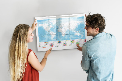 Schreib magnettafel Weltkarte mit Orten zum Markieren