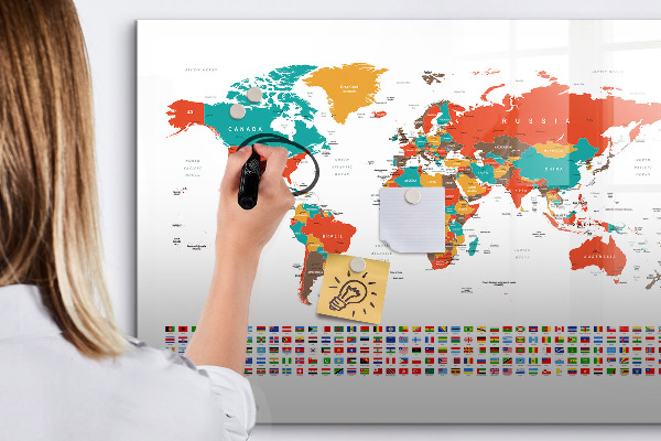 Magnettafel zum schreiben Interaktive Weltkarte mit Fotos