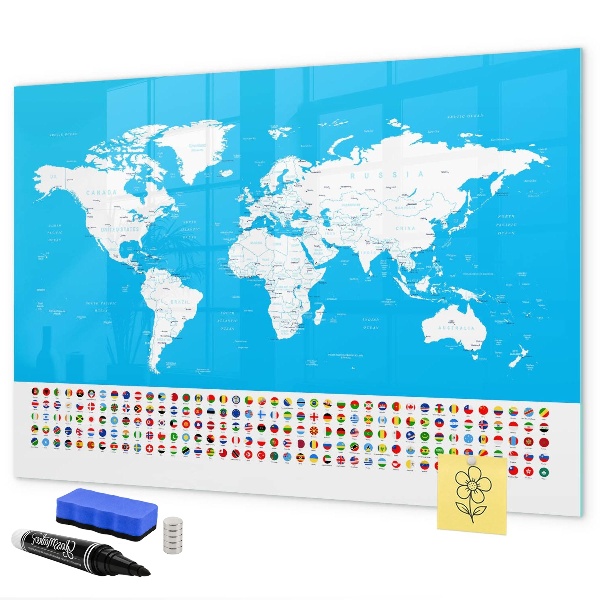 Schreib magnettafel Weltkarte mit Fotostandorten