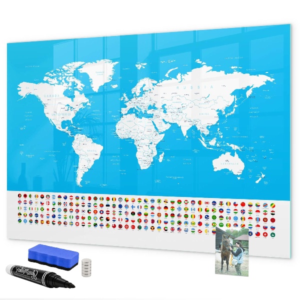 Schreib magnettafel Weltkarte mit Fotostandorten