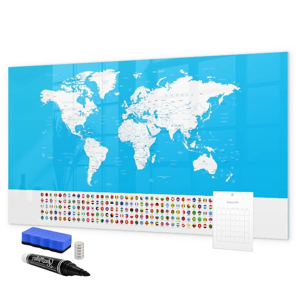 Schreib magnettafel Weltkarte mit Fotostandorten