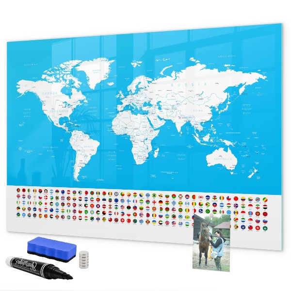 Schreib magnettafel Weltkarte mit Fotostandorten