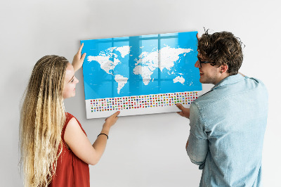 Schreib magnettafel Weltkarte mit Fotostandorten