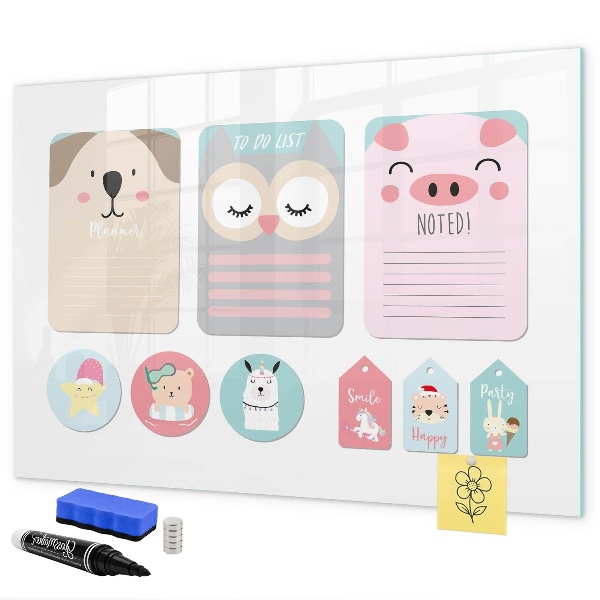 Magnettafel zum schreiben Bunte Notizen und Fotos an der Wand