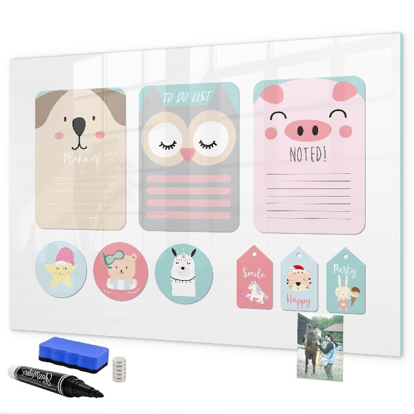 Magnettafel zum schreiben Bunte Notizen und Fotos an der Wand