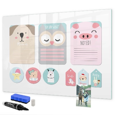 Magnettafel zum schreiben Bunte Notizen und Fotos an der Wand