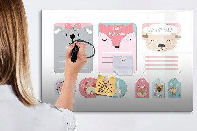 Schreib magnettafel Bunter Planer mit Tiermotiven
