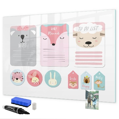 Schreib magnettafel Bunter Planer mit Tiermotiven