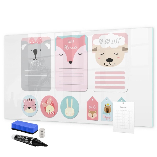 Schreib magnettafel Bunter Planer mit Tiermotiven