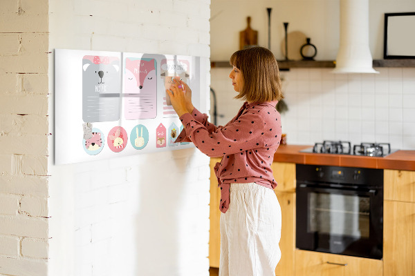 Schreib magnettafel Bunter Planer mit Tiermotiven