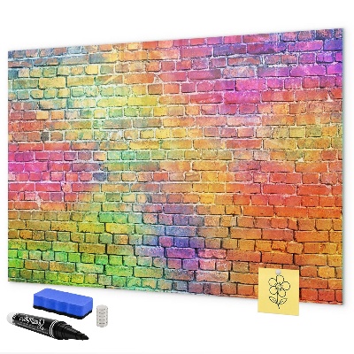 Magnettafel zum schreiben Eine farbenfrohe Wand mit Platz für Fotos