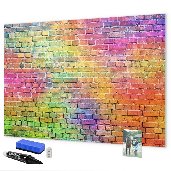 Magnettafel zum schreiben Eine farbenfrohe Wand mit Platz für Fotos