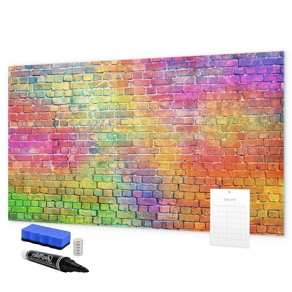 Magnettafel zum schreiben Eine farbenfrohe Wand mit Platz für Fotos