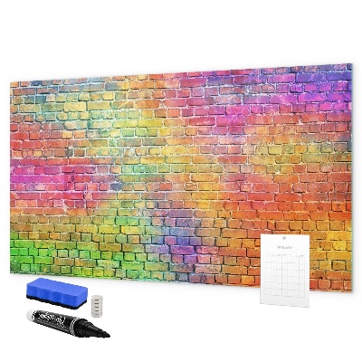 Magnettafel zum schreiben Eine farbenfrohe Wand mit Platz für Fotos