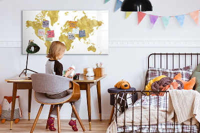 Schreib magnettafel Weltkarte mit Platz für Fotos