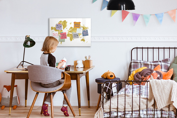 Schreib magnettafel Weltkarte mit Platz für Fotos