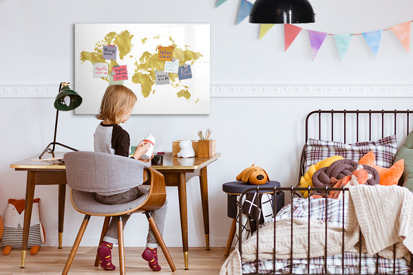 Schreib magnettafel Weltkarte mit Platz für Fotos