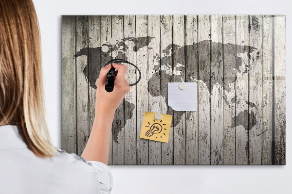 Schreib magnettafel Weltkarte mit Platz für Fotos