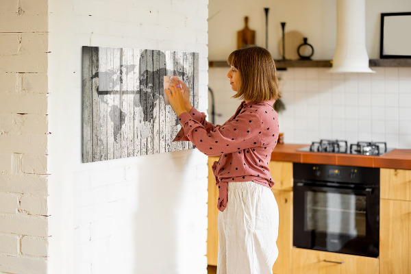 Schreib magnettafel Weltkarte mit Platz für Fotos