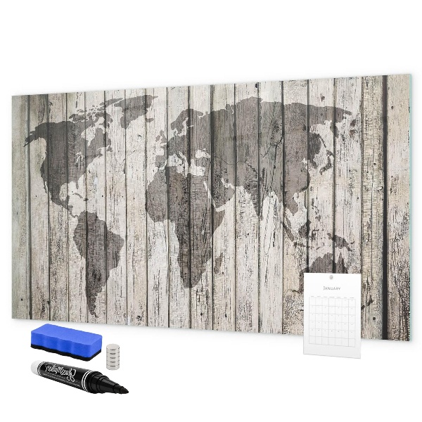 Schreib magnettafel Weltkarte mit Platz für Fotos