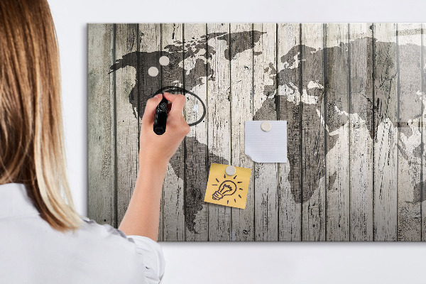 Schreib magnettafel Weltkarte mit Platz für Fotos