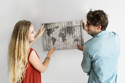 Schreib magnettafel Weltkarte mit Platz für Fotos