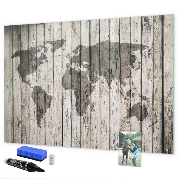 Schreib magnettafel Weltkarte mit Platz für Fotos