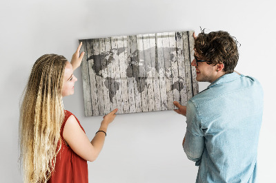 Schreib magnettafel Weltkarte mit Platz für Fotos