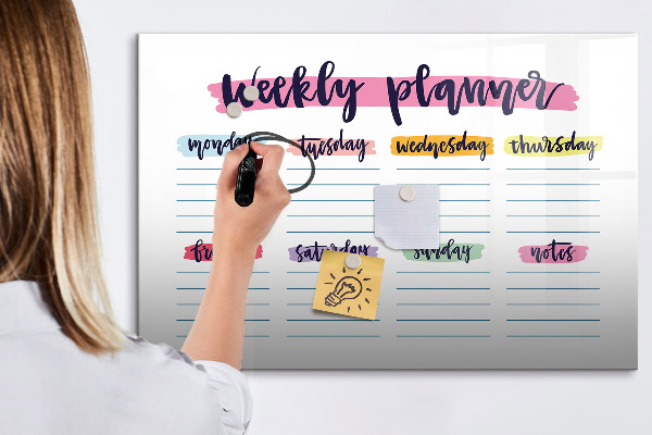 Magnettafel zum schreiben Wochenplaner mit Platz für Fotos