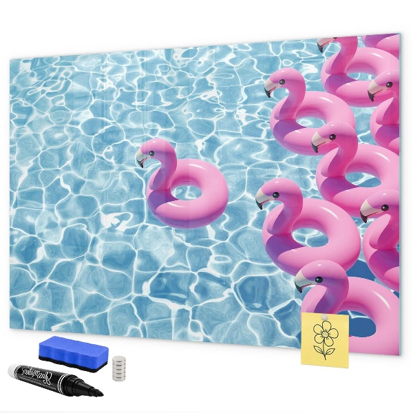 Schreib magnettafel Fröhliche Momente am Wasser mit Flamingos