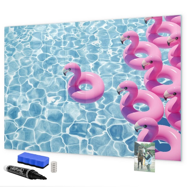Schreib magnettafel Fröhliche Momente am Wasser mit Flamingos