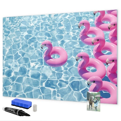 Schreib magnettafel Fröhliche Momente am Wasser mit Flamingos