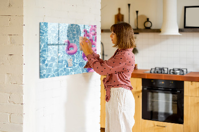 Schreib magnettafel Fröhliche Momente am Wasser mit Flamingos