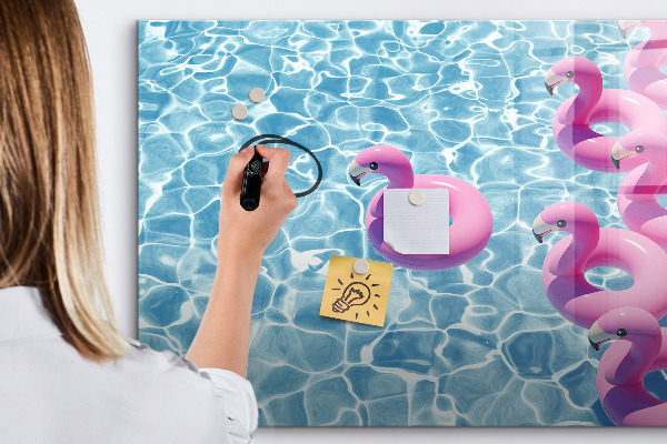 Schreib magnettafel Fröhliche Momente am Wasser mit Flamingos