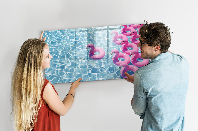 Schreib magnettafel Fröhliche Momente am Wasser mit Flamingos