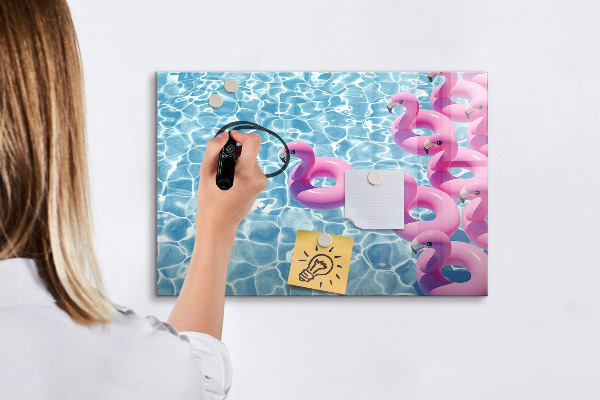 Schreib magnettafel Fröhliche Momente am Wasser mit Flamingos