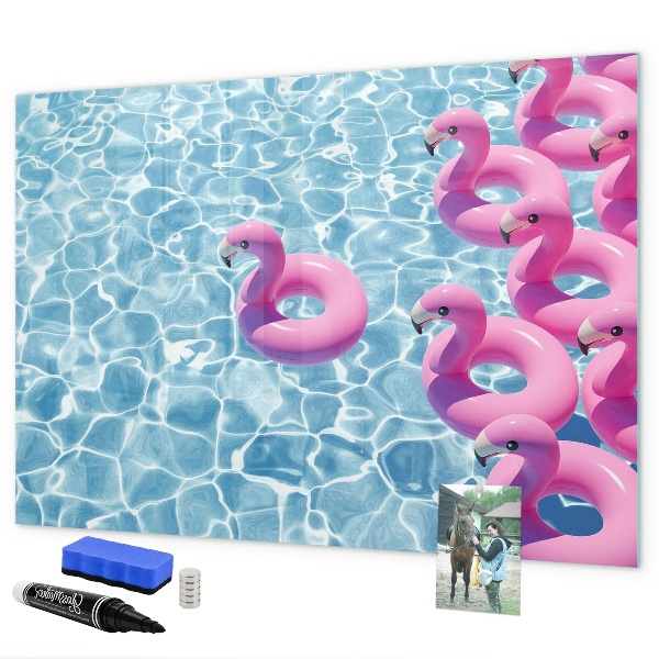 Schreib magnettafel Fröhliche Momente am Wasser mit Flamingos