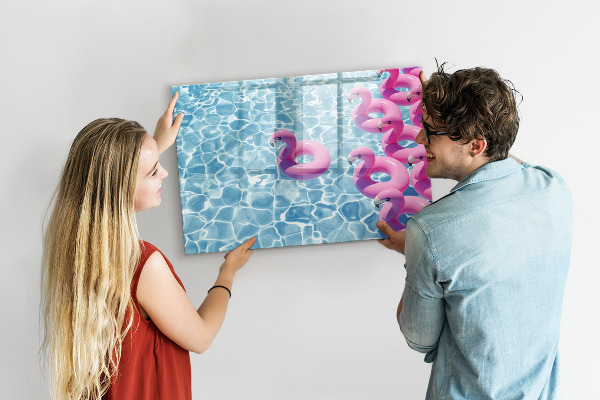Schreib magnettafel Fröhliche Momente am Wasser mit Flamingos