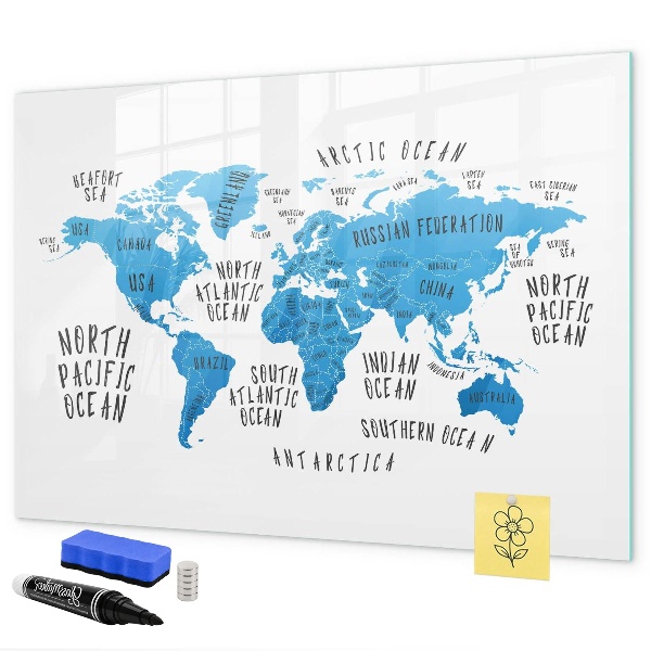 Magnettafel zum schreiben Weltkarte zur Fotopersonalisierung