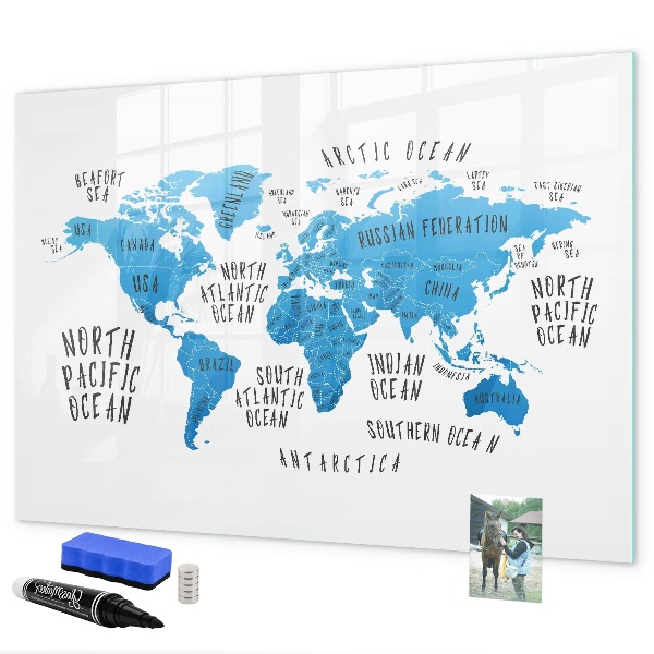 Magnettafel zum schreiben Weltkarte zur Fotopersonalisierung