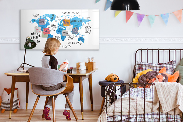 Magnettafel zum schreiben Weltkarte zur Fotopersonalisierung