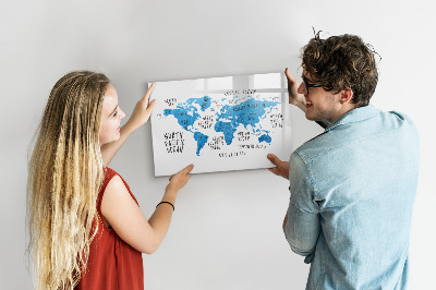 Magnettafel zum schreiben Weltkarte zur Fotopersonalisierung