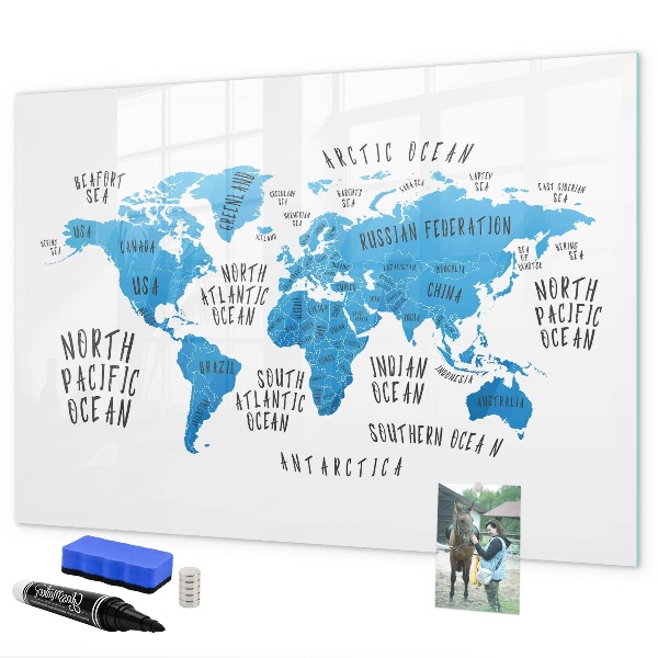 Magnettafel zum schreiben Weltkarte zur Fotopersonalisierung