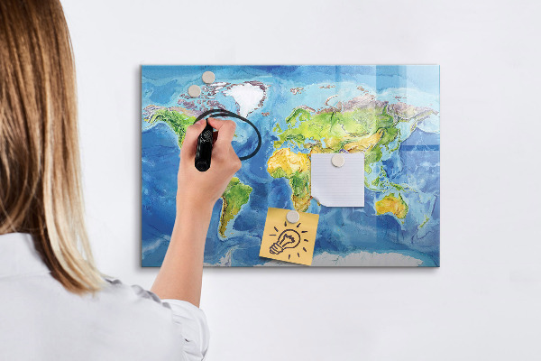 Schreib magnettafel Weltkarte mit Fotostandorten