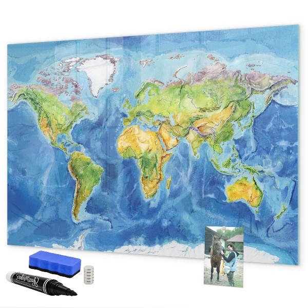 Schreib magnettafel Weltkarte mit Fotostandorten