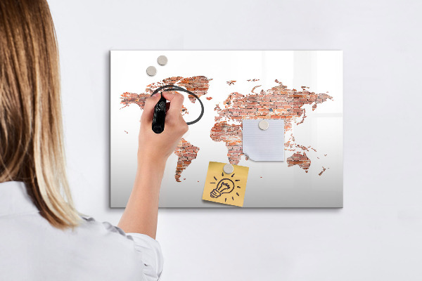 Magnettafel zum schreiben Weltkarte mit Fotos und Anmerkungen