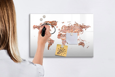 Magnettafel zum schreiben Weltkarte mit Fotos und Anmerkungen