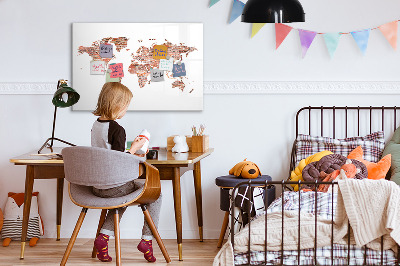 Magnettafel zum schreiben Weltkarte mit Fotos und Anmerkungen