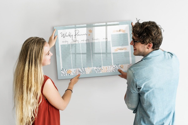 Magnettafel zum schreiben Wochenplaner mit Platz für Fotos