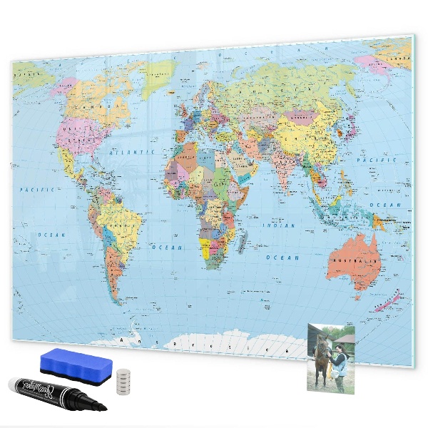 Schreib magnettafel Weltkarte mit persönlichen Fotos